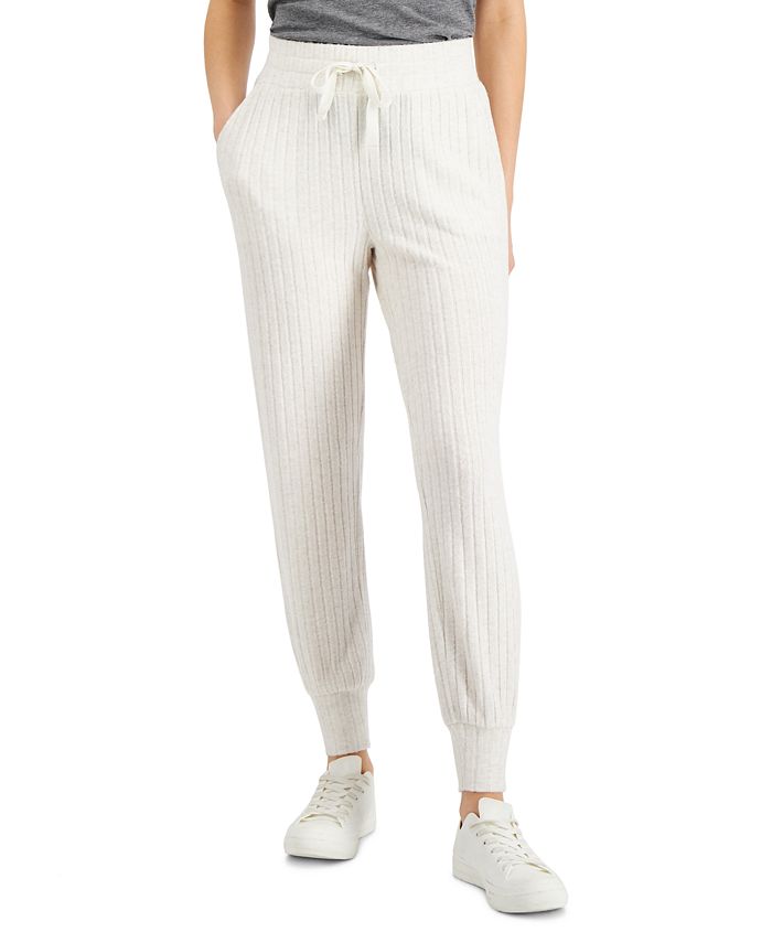 Style & Co Women's Ribbed Jogger Pants White Size Large
