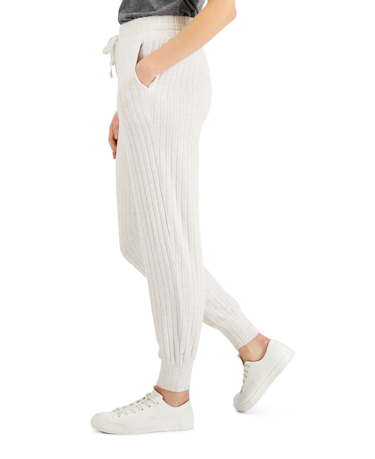 Style & Co Women's Ribbed Jogger Pants White Size Large