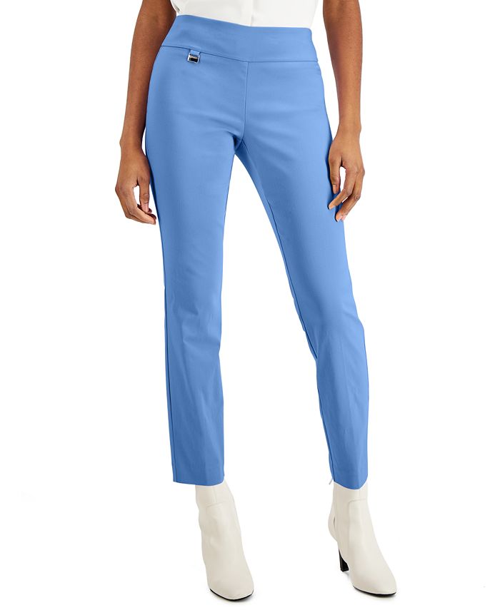 Alfani Women's Tummy Control Pull On Skinny Pants Blue Size 2Petite
