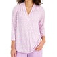 Charter Club Women's Lace Print 3/4 Sleeve Top Purple Size X-Large