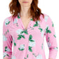 Charter Club Women's Floral Print 3/4 Sleeve Knit Top Pink Size X-Large