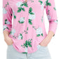 Charter Club Women's Floral Print 3/4 Sleeve Knit Top Pink Size X-Large