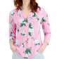 Charter Club Women's Floral Print 3/4 Sleeve Knit Top Pink Size X-Large