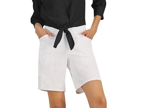 INC International Concepts Women's Tie Hem Button Down Top Black Size Large