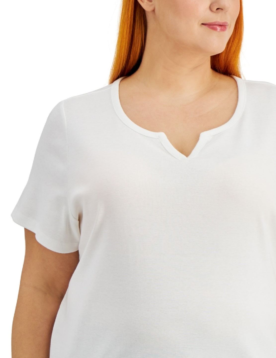 Karen Scott Women's Cotton Split Neck Top White Size 1X