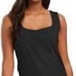 Karen Scott Women's Square Neck Cotton Tank Top Black Size X-Large