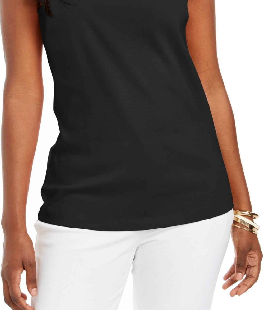 Karen Scott Women's Square Neck Cotton Tank Top Black Size X-Large