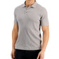 Alfani Men's Stretch Textured Stripe Jacquard Polo Shirt Gray Size Large