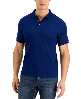 Alfani Men's Stretch Textured Stripe Jacquard Polo Shirt Blue Size X-Large