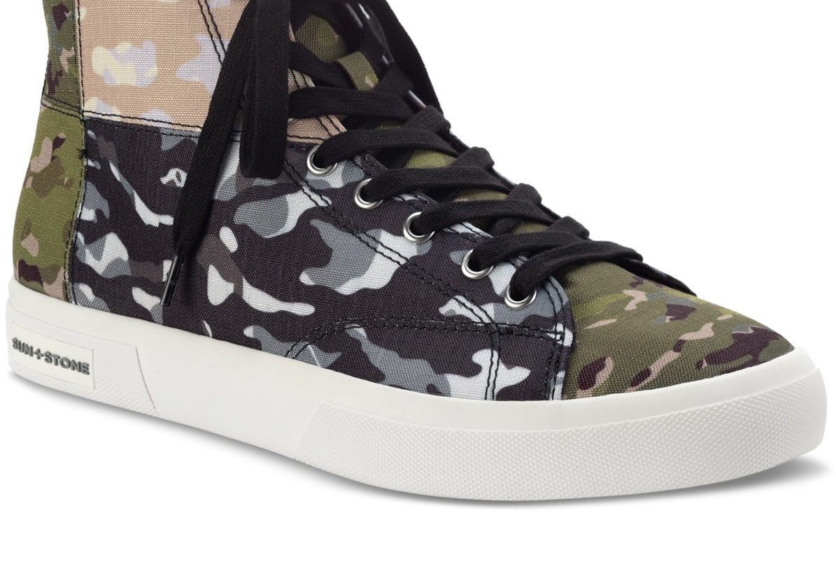Sun + Stone Men's Bandana Print Patchwork Lace Up High Top Sneakers Green Size 12 M