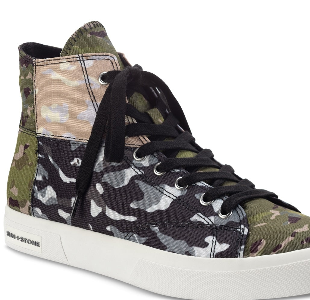 Sun + Stone Men's Bandana Print Patchwork Lace Up High Top Sneakers Green Size 12 M