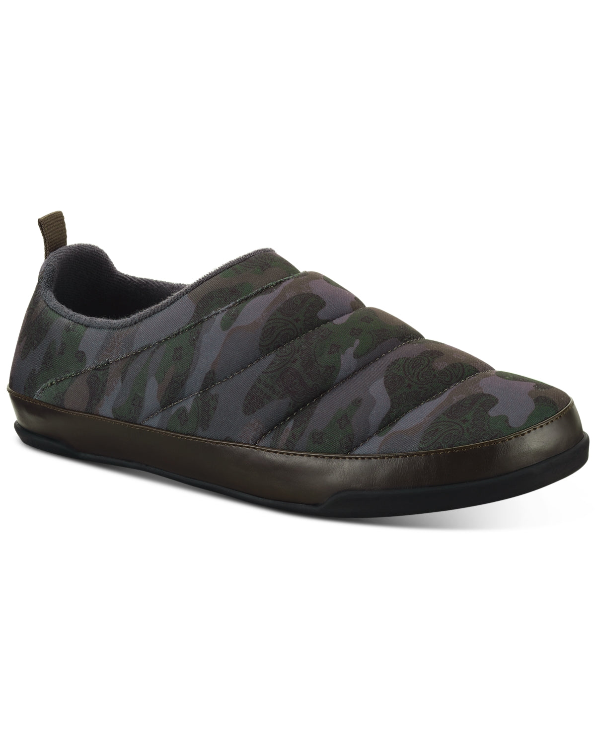 Sun + Stone Men's Camouflage Pull Tab Goring Comfort Quilted Derek Round Toe Platform Slip On Slippers Shoes Green Size 11 M