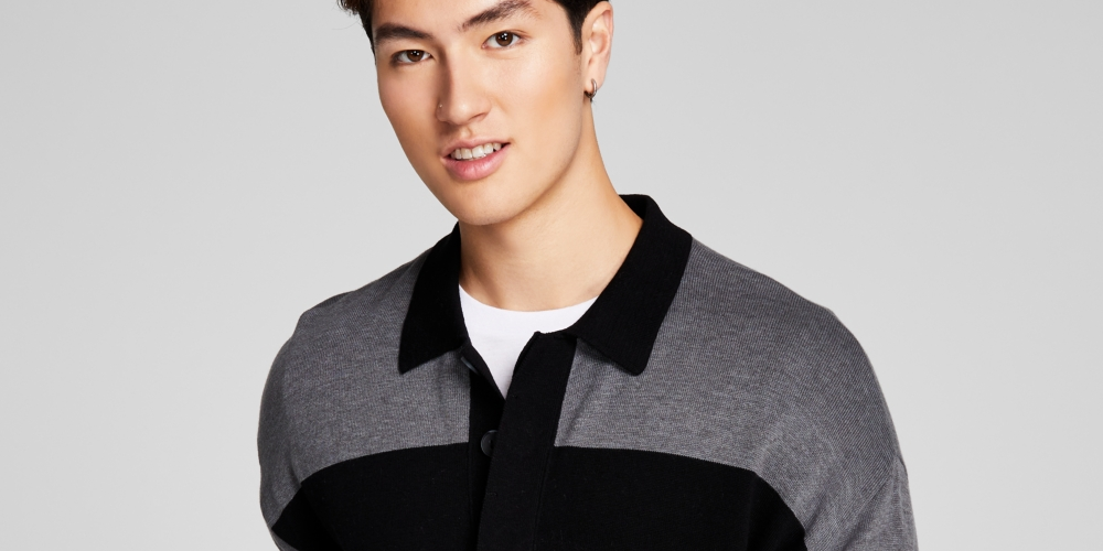 And Now This Men's Knit Striped Pullover Sweater Black Size Large