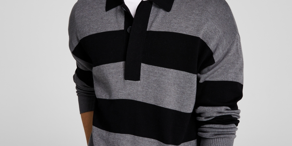 And Now This Men's Knit Striped Pullover Sweater Black Size Large