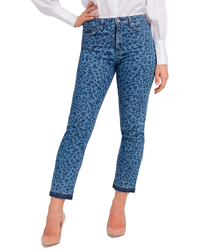 GUESS Women's Girly Animal Print Jeans Blue