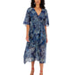 GUESS Women's Damienne Printed Wrap Dress Blue Size X-Small