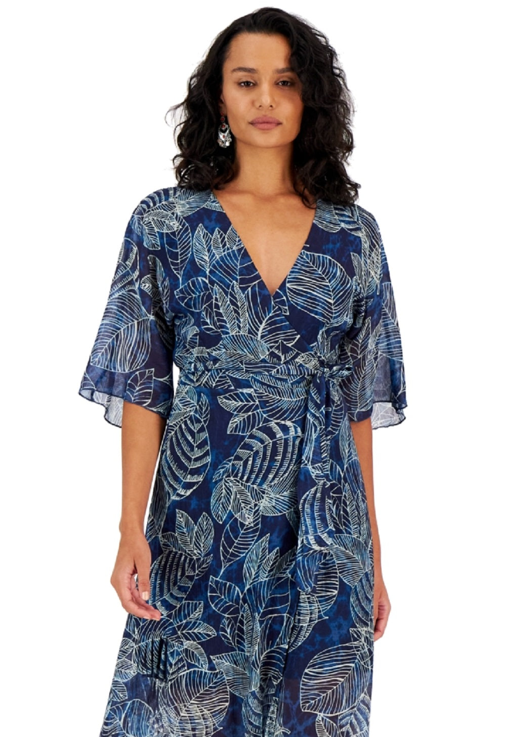 GUESS Women's Damienne Printed Wrap Dress Blue Size X-Small