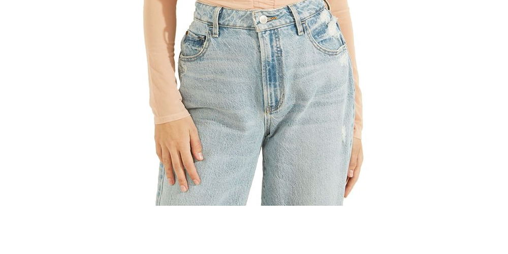 GUESS Women's Kimbra Shirred Mesh Top Blue Size Large