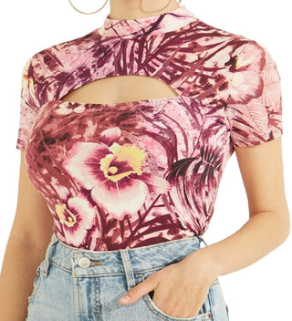 GUESS Women's Gwen Cutout Top Pink Size Medium
