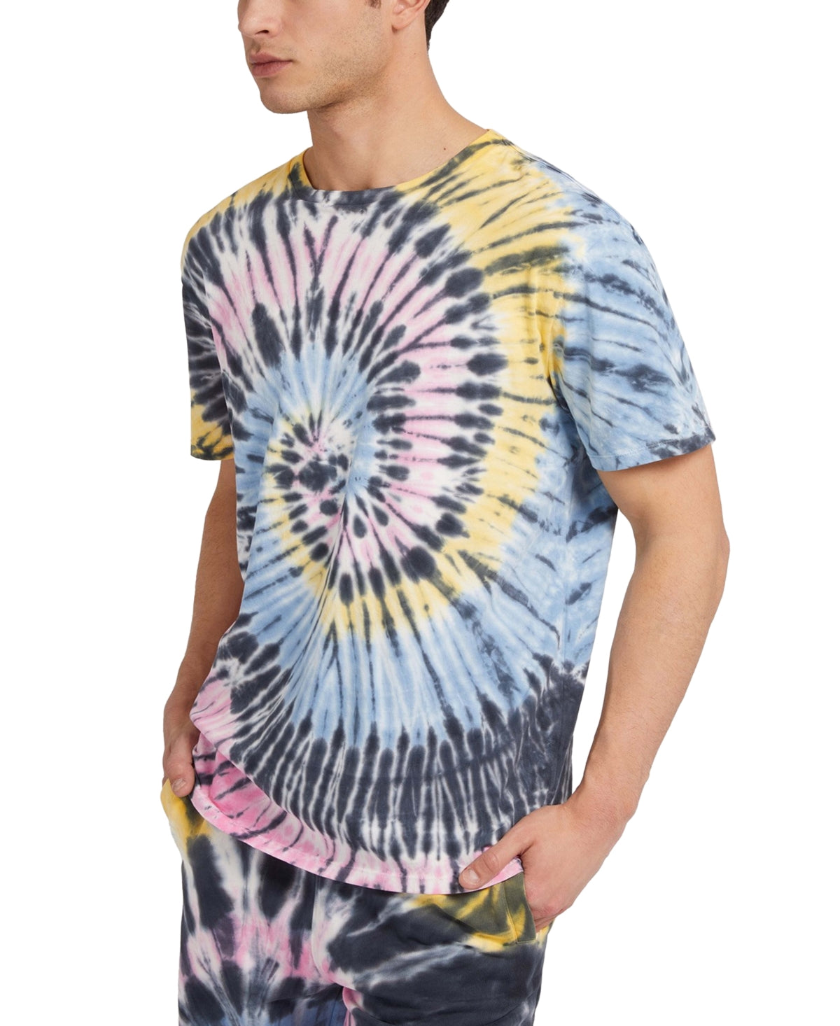 GUESS Men's Lemon Mist Tie Dye T-Shirt Blue Size XX-Large