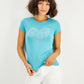 GUESS Women's Embellished Heart T-Shirt Blue Size Small