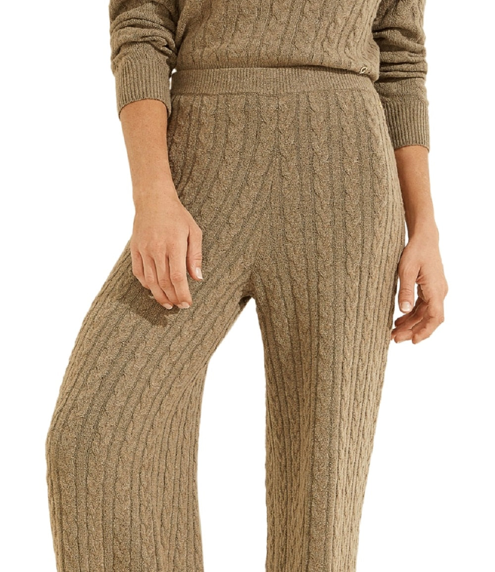 GUESS Women's Tamara Cable Knit Pants Green Size X-Large
