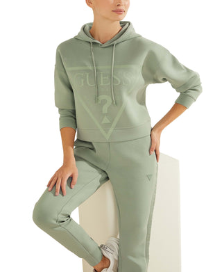 GUESS Women's Alisa Cropped Hoodie Green Size Medium