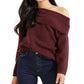 GUESS Women's Gerri Ribbed Off The Shoulder Sweater Red Size X-Large