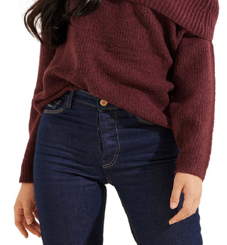 GUESS Women's Gerri Ribbed Off The Shoulder Sweater Red Size X-Large