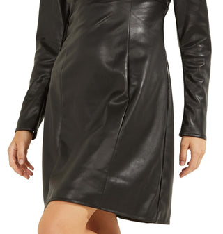 GUESS Women's Elena Faux Leather Mini Dress Black Size Small