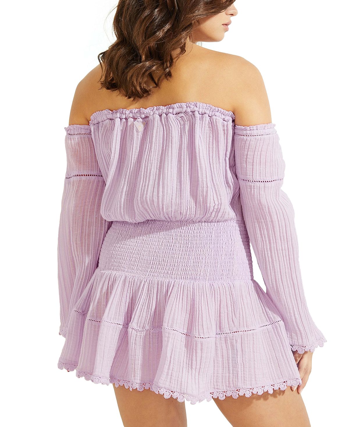 GUESS Women's Debby Off The Shoulder Mini Dress Purple Size Large