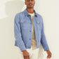 GUESS Men's Suede Leather Trucker Jacket Blue Size Small