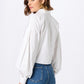 GUESS Women's Savina Cotton Tie Front Cropped Shirt White Size Small