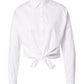 GUESS Women's Savina Cotton Tie Front Cropped Shirt White Size Small