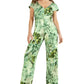 GUESS Women's Candice Tropical Print Jumpsuit Green Size Small