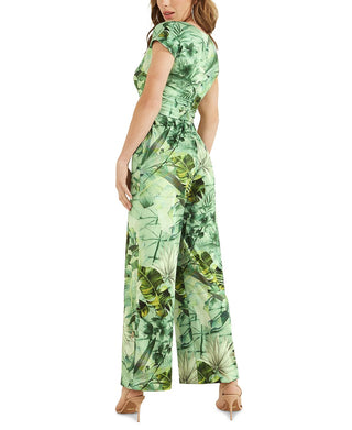 GUESS Women's Candice Tropical Print Jumpsuit Green Size X-Large