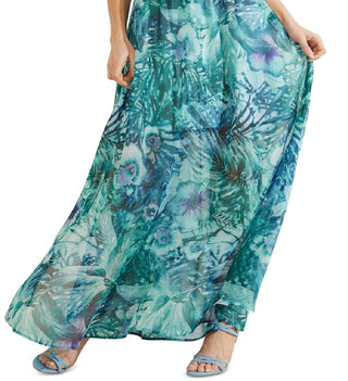 GUESS Women's Chrissy Maxi Dress Blue Size Medium