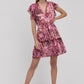 GUESS Women's Rosa Floral Print Flutter Sleeve Dress Pink Size Medium