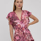 GUESS Women's Rosa Floral Print Flutter Sleeve Dress Pink Size Medium