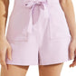 GUESS Women's Valentina Belted Shorts Purple Size Medium