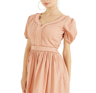 GUESS Women's Sofia Cotton Lace Trim Dress Pink Size Small