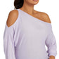 GUESS Women's Audrey One Shoulder Sweater Purple Size Large