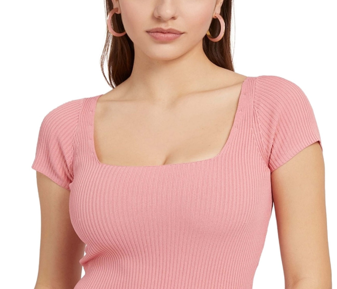 GUESS Women's Marlene Cropped Sweater Pink Size X-Large