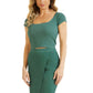 GUESS Women's Marlene Cropped Sweater Green Size Small