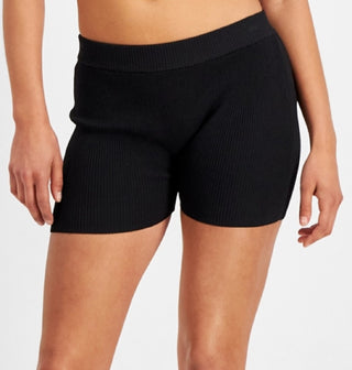 GUESS Women's Denise Ribbed Shorts Black Size Medium