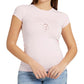 GUESS Women's Eyelet Logo T-Shirt Pink Size Small