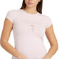 GUESS Women's Eyelet Logo T-Shirt Pink Size Small