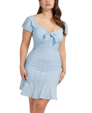 GUESS Women's Breanna Eyelet Mini Dress Blue Size Small