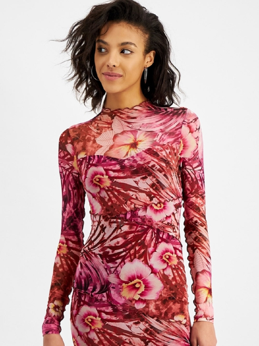 GUESS Women's Jemma Printed Mini Dress Pink Size Medium