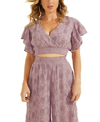 GUESS Women's Dexie Cropped Top Purple Size X-Large